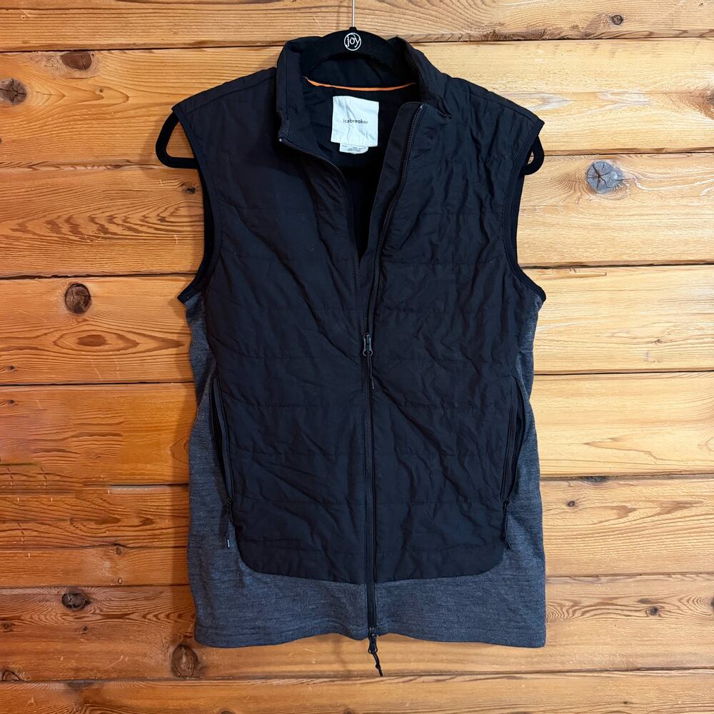Icebreaker MerinoLoft Wool Vest Black Jet Heather Mens Small
